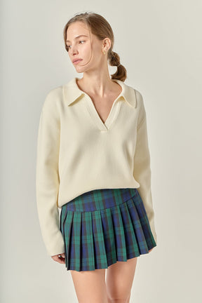 ENGLISH FACTORY - Oversized Collar Knit Top - TOPS available at Objectrare