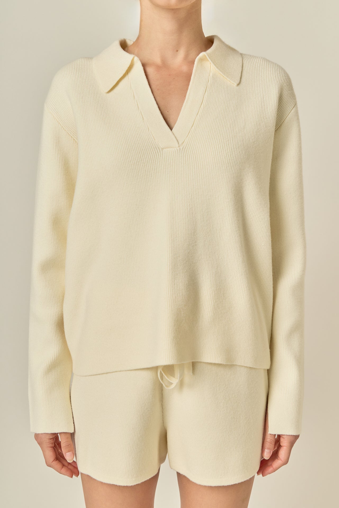 ENGLISH FACTORY - Oversized Collar Knit Top - TOPS available at Objectrare