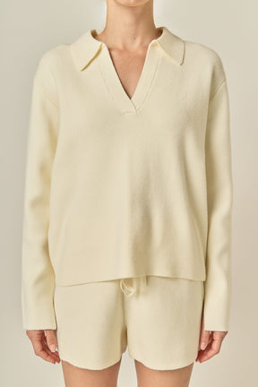 ENGLISH FACTORY - Oversized Collar Knit Top - TOPS available at Objectrare