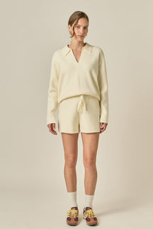 ENGLISH FACTORY - Oversized Collar Knit Top - TOPS available at Objectrare