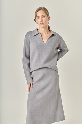ENGLISH FACTORY - Oversized Collar Knit Top - TOPS available at Objectrare