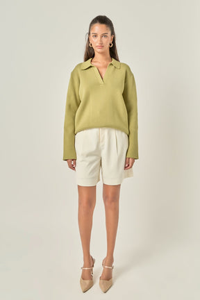 ENGLISH FACTORY - Oversized Collar Knit Top - TOPS available at Objectrare