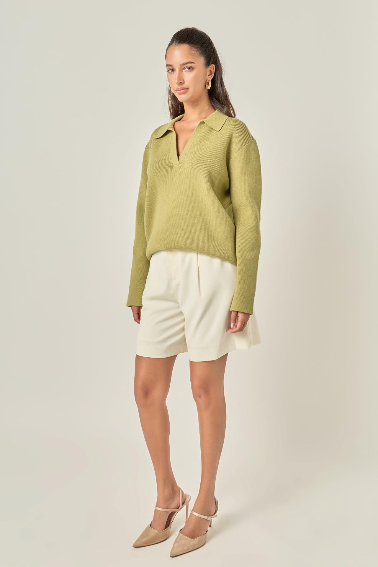 ENGLISH FACTORY - Oversized Collar Knit Top - TOPS available at Objectrare