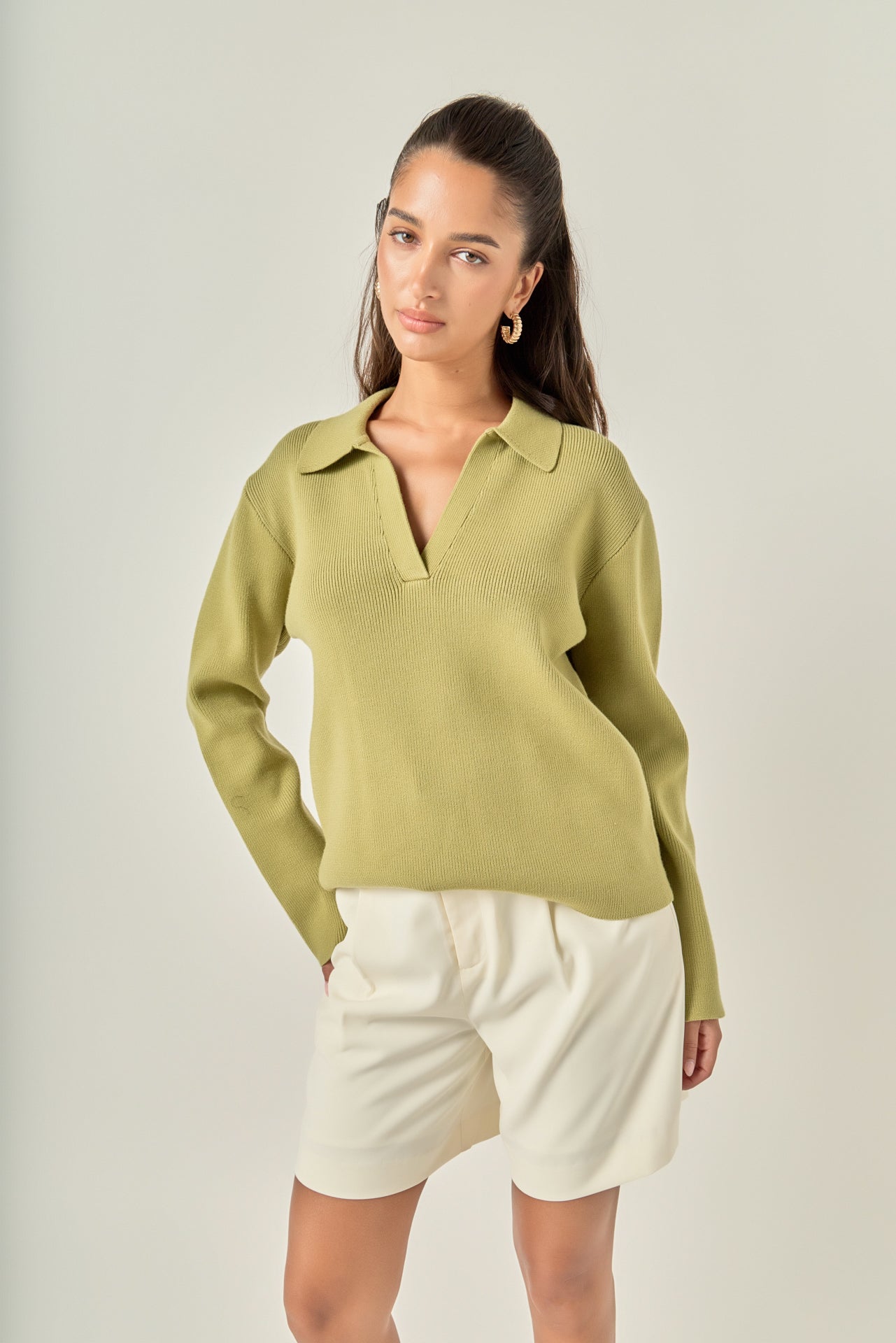 ENGLISH FACTORY - Oversized Collar Knit Top - TOPS available at Objectrare