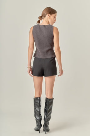 ENGLISH FACTORY - Rhinestone Bow Button Knit Vest - TOPS available at Objectrare