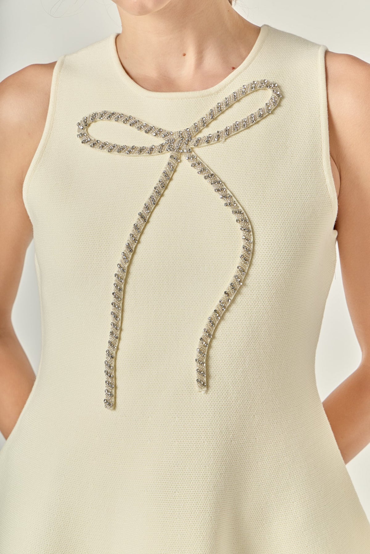 ENGLISH FACTORY - Peplum Bow Embellished Top - TOPS available at Objectrare