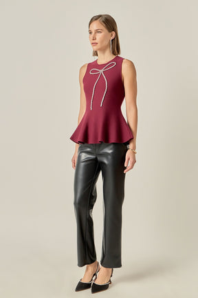 ENGLISH FACTORY - Aria Rhinestone Bow Top - TOPS available at Objectrare