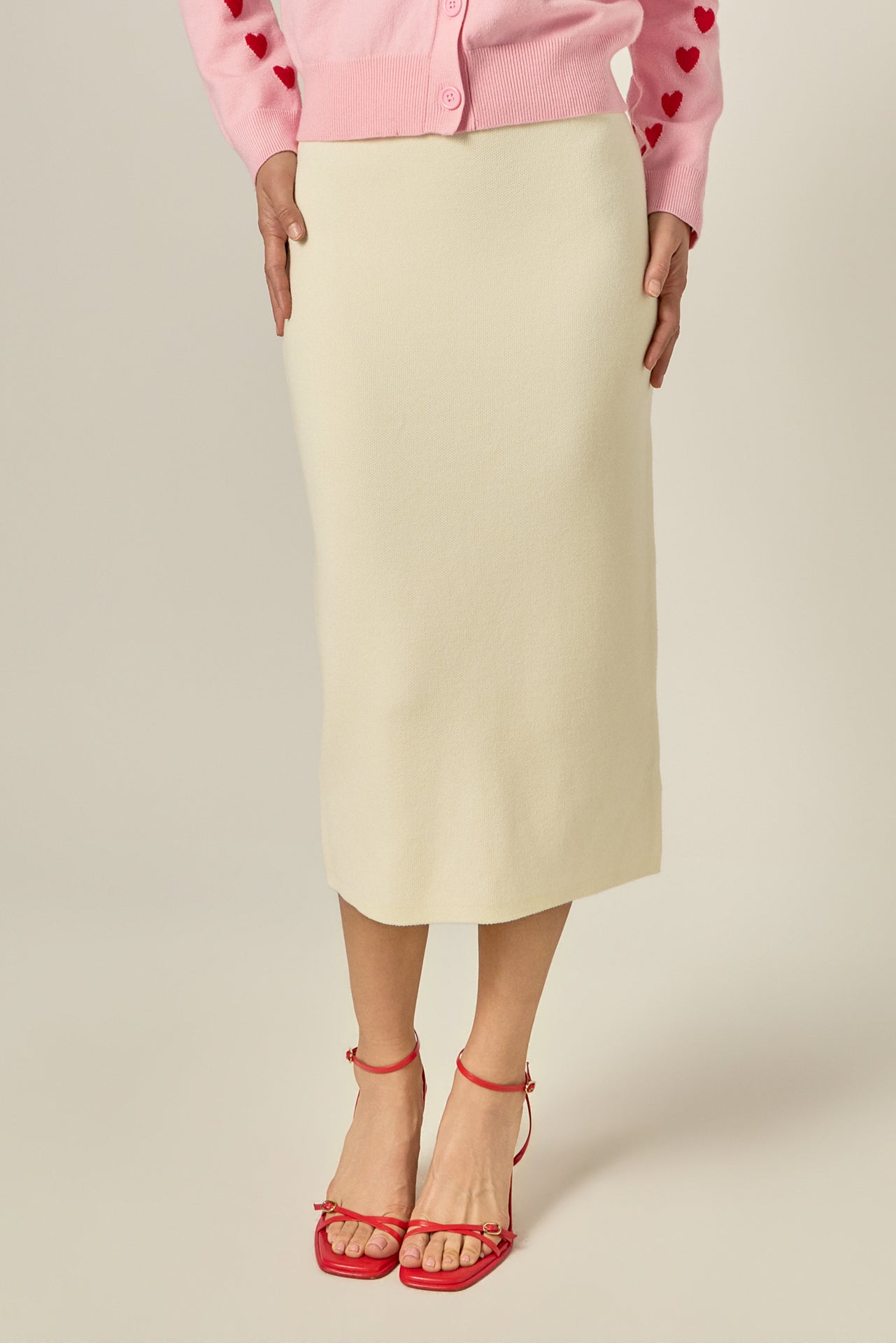 ENGLISH FACTORY - H-Line Knit Midi Skirt - SKIRTS available at Objectrare