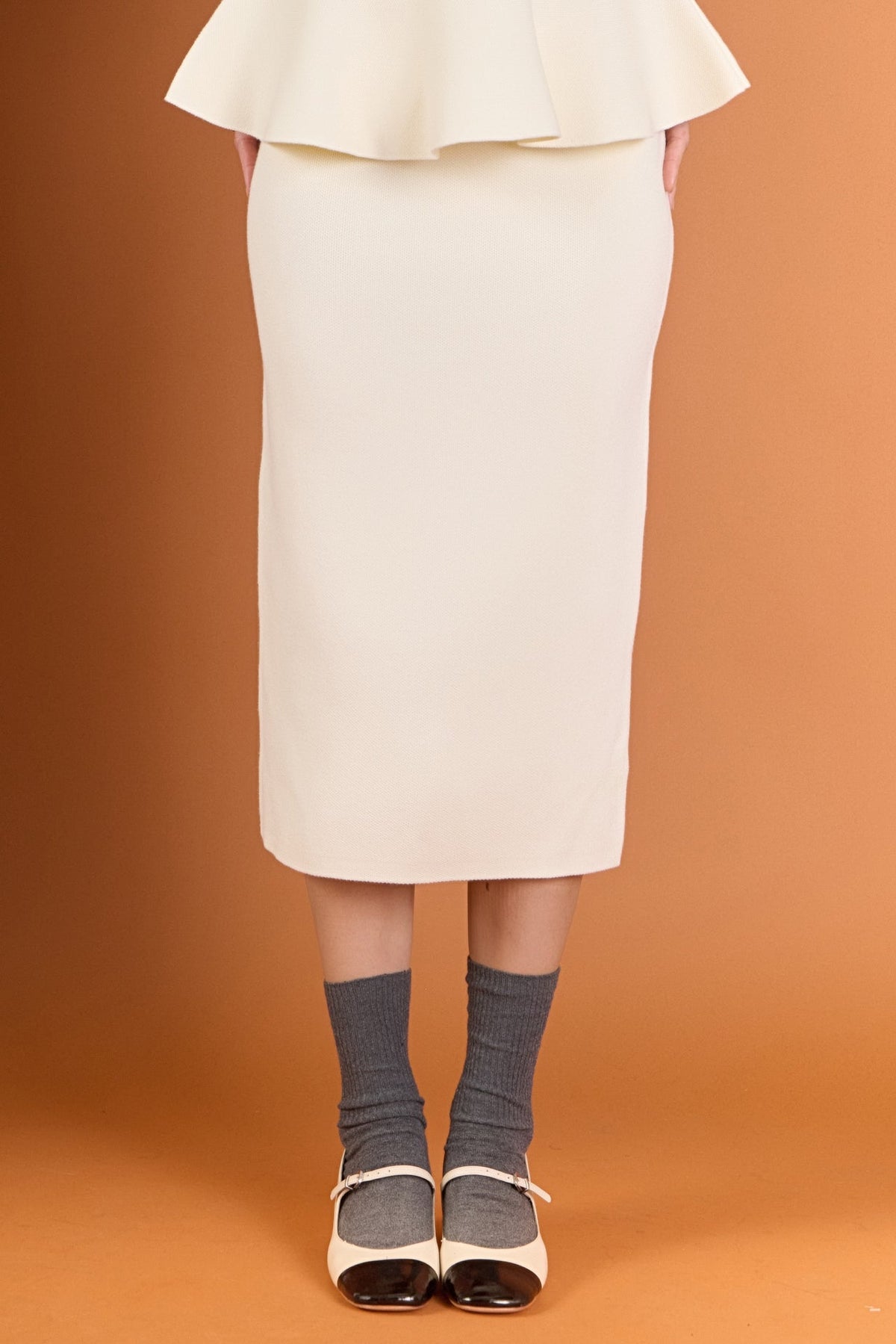 ENGLISH FACTORY - H-Line Knit Midi Skirt - SKIRTS available at Objectrare
