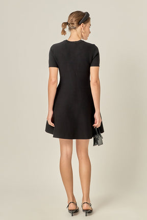 ENGLISH FACTORY - Rhinestone Bow Knit Dress - DRESSES available at Objectrare