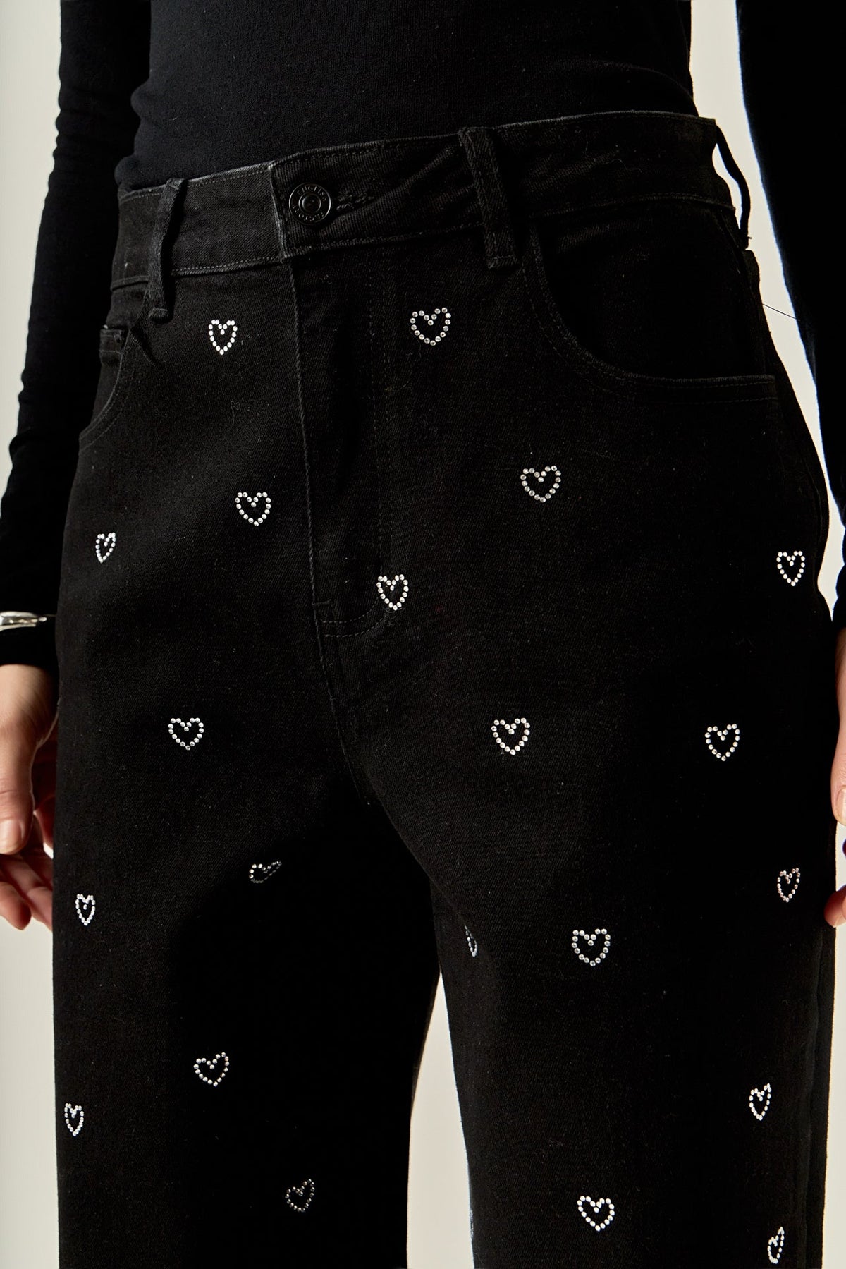 ENGLISH FACTORY - Rhinestone Heart Jeans - PANTS available at Objectrare