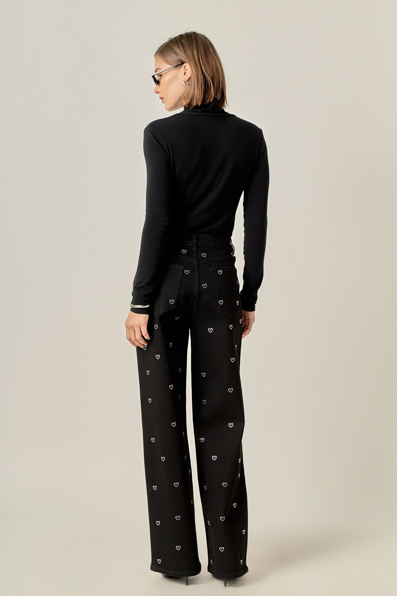 ENGLISH FACTORY - Rhinestone Heart Jeans - PANTS available at Objectrare