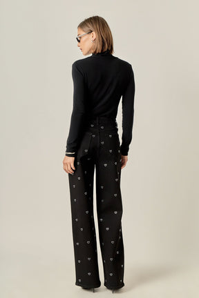 ENGLISH FACTORY - Rhinestone Heart Jeans - PANTS available at Objectrare