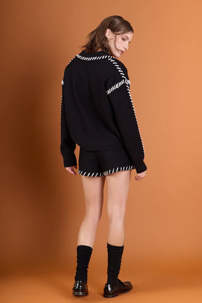 ENGLISH FACTORY - Stitch Detail Knit Shorts - SHORTS available at Objectrare