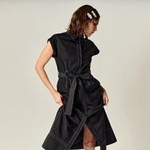 ENGLISH FACTORY - Contrast Stitch Poplin Shirt Midi Dress - DRESSES available at Objectrare