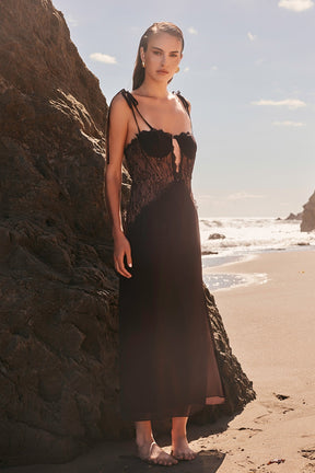 ENDLESS ROSE - Lace See Through Midi Dress - DRESSES available at Objectrare