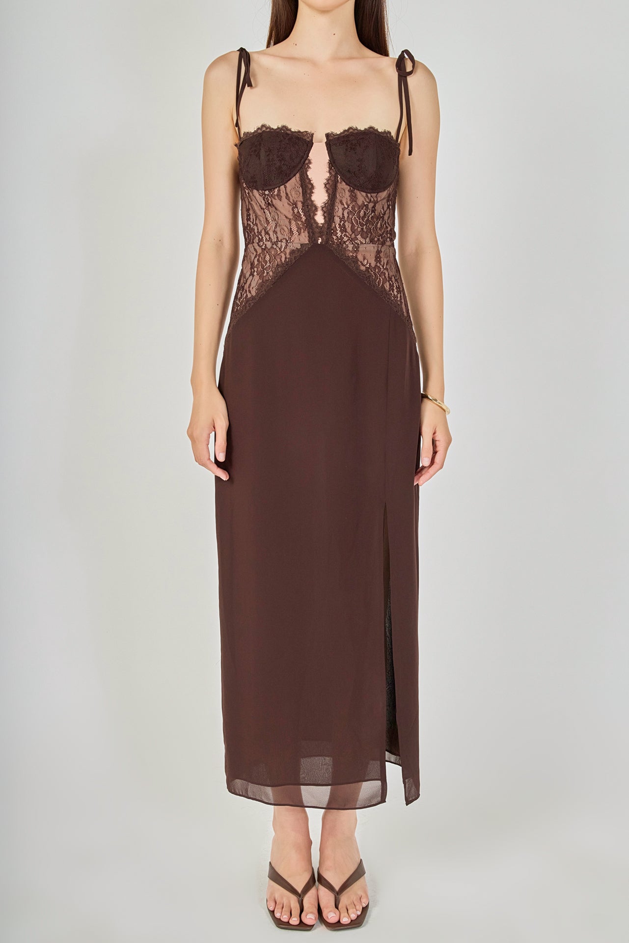 ENDLESS ROSE - Lace See Through Midi Dress - DRESSES available at Objectrare