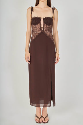 ENDLESS ROSE - Lace See Through Midi Dress - DRESSES available at Objectrare