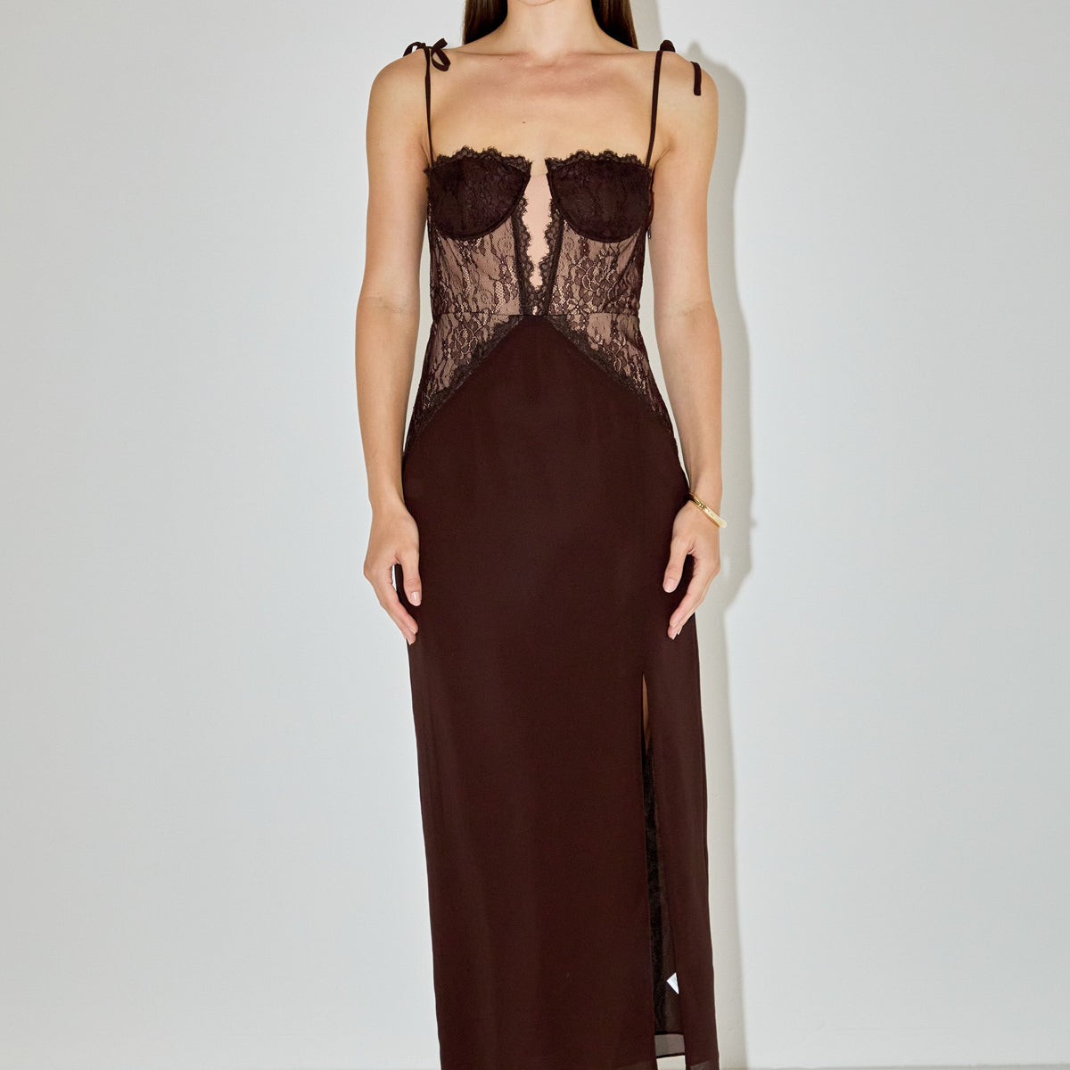 Lace See Through Midi Dress