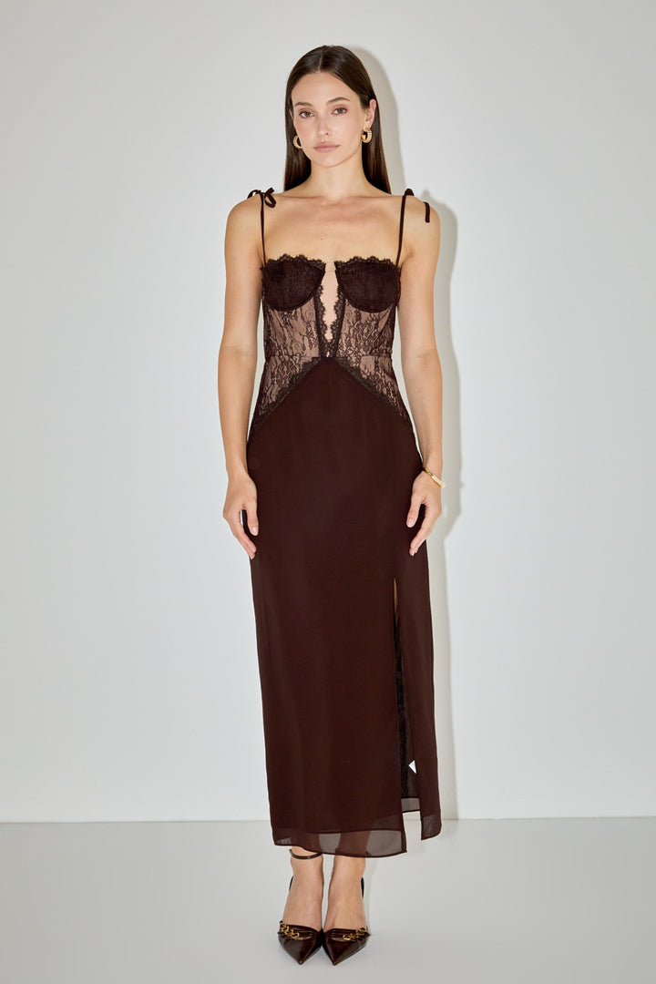 ENDLESS ROSE - Lace See Through Midi Dress - DRESSES available at Objectrare