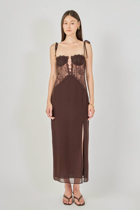 ENDLESS ROSE - Lace See Through Midi Dress - DRESSES available at Objectrare