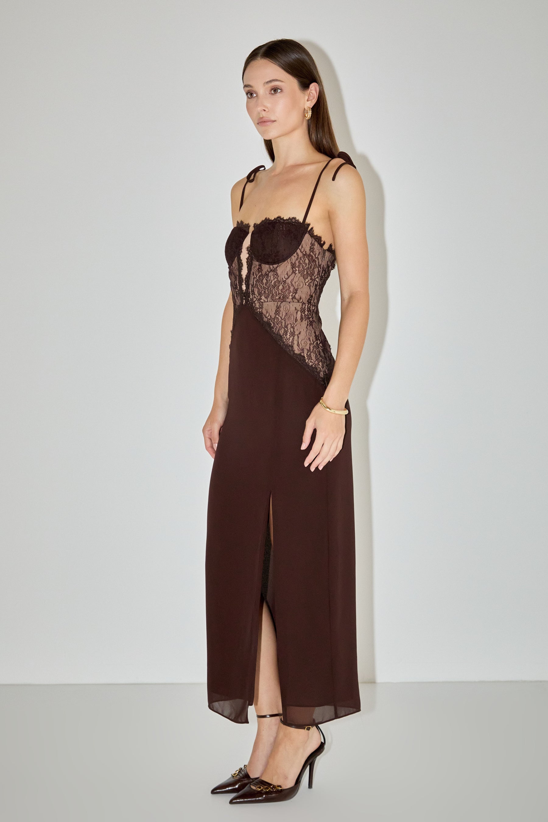 ENDLESS ROSE - Lace See Through Midi Dress - DRESSES available at Objectrare
