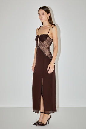 ENDLESS ROSE - Lace See Through Midi Dress - DRESSES available at Objectrare