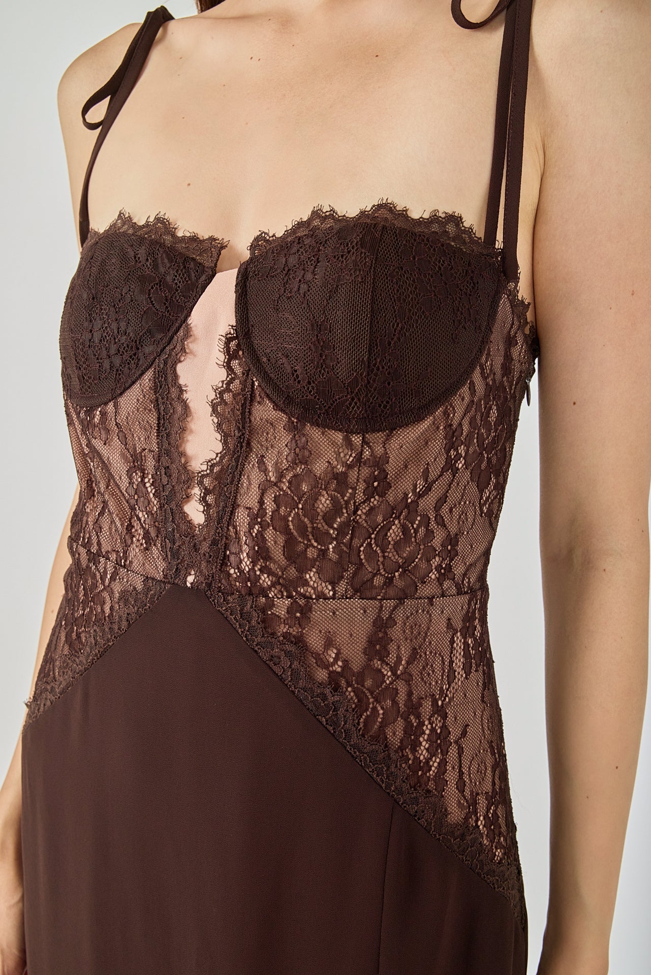 ENDLESS ROSE - Lace See Through Midi Dress - DRESSES available at Objectrare