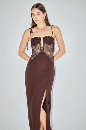 ENDLESS ROSE - Lace See Through Midi Dress - DRESSES available at Objectrare