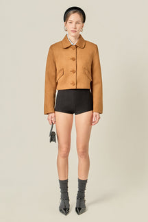 ENGLISH FACTORY - Faux Suede Big Button Jacket - JACKETS available at Objectrare