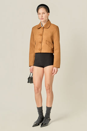 Faux Suede Big Button Jacket
