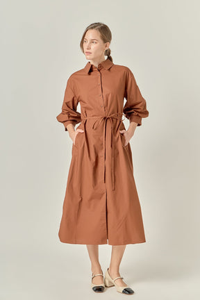 ENGLISH FACTORY - Flared Shirt Midi Dress - DRESSES available at Objectrare