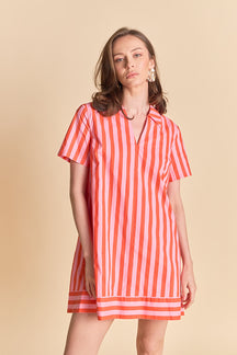 ENGLISH FACTORY - Striped Jacquard Mini Shirt Dress - DRESSES available at Objectrare