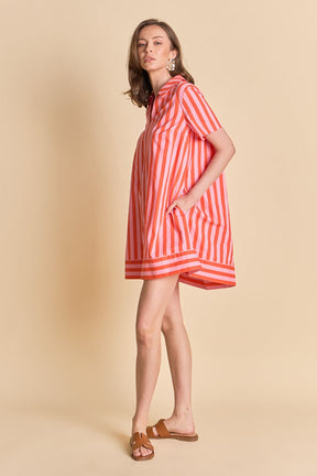 ENGLISH FACTORY - Striped Jacquard Mini Shirt Dress - DRESSES available at Objectrare
