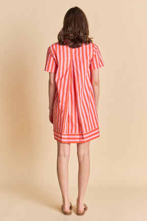 ENGLISH FACTORY - Striped Jacquard Mini Shirt Dress - DRESSES available at Objectrare