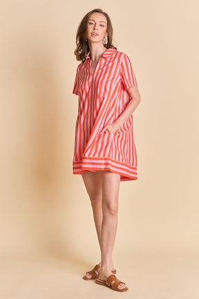 ENGLISH FACTORY - Striped Jacquard Mini Shirt Dress - DRESSES available at Objectrare