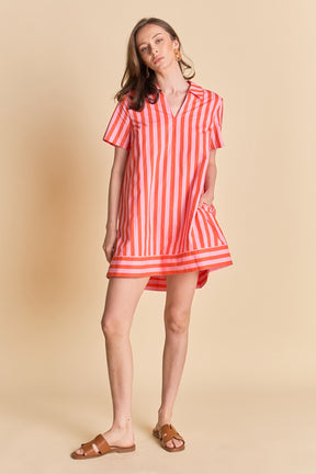 ENGLISH FACTORY - Striped Jacquard Mini Shirt Dress - DRESSES available at Objectrare