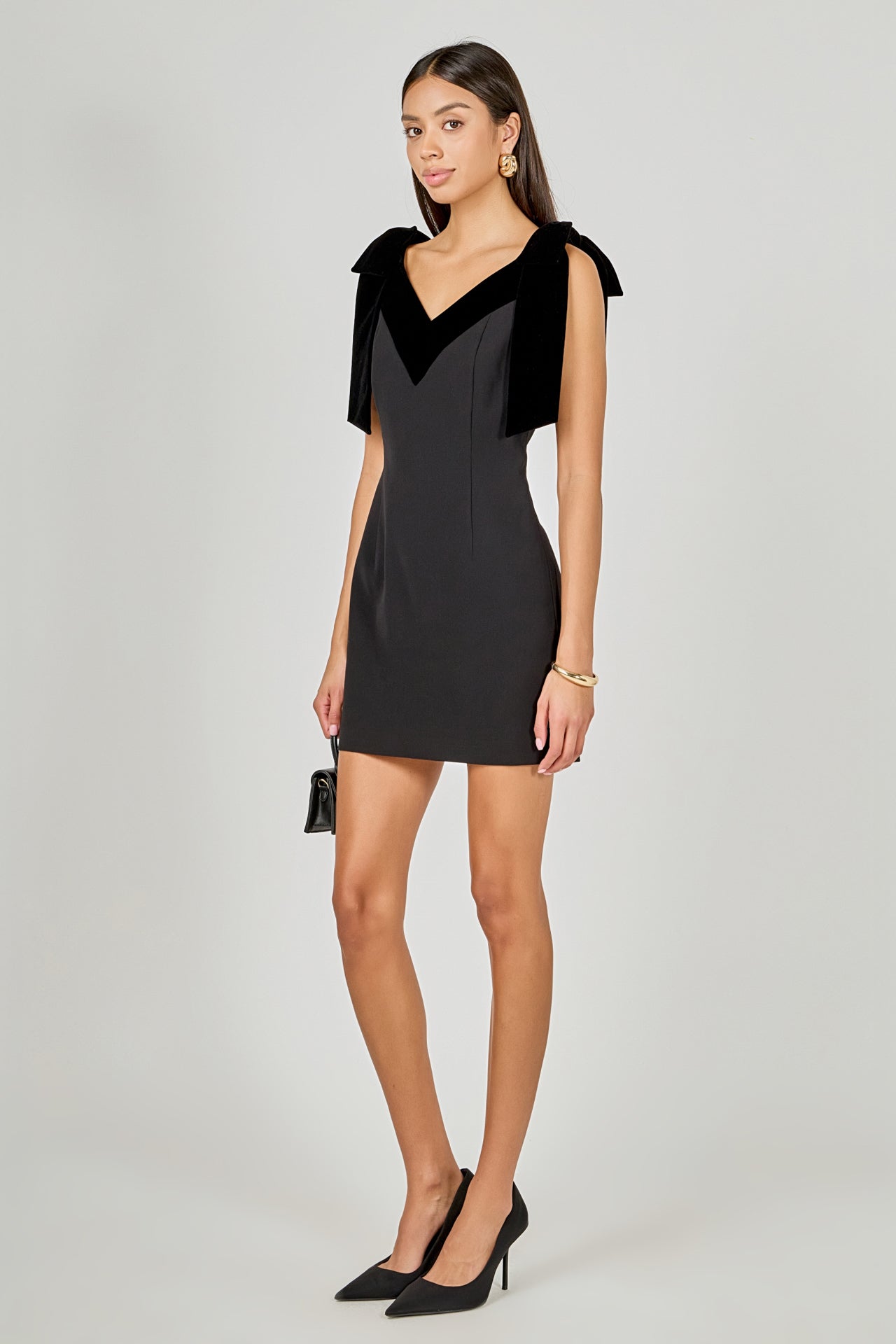 Velvet Detail Mini Dress