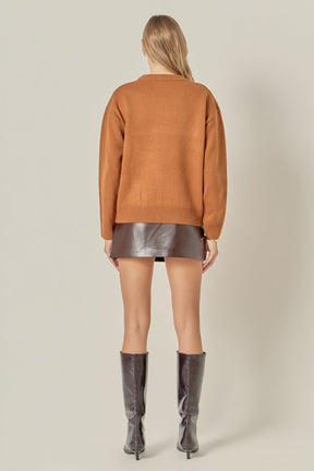 ENGLISH FACTORY - Crewneck Statement Sweater - SWEATERS & KNITS available at Objectrare
