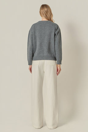 ENGLISH FACTORY - Crewneck Statement Sweater - SWEATERS & KNITS available at Objectrare