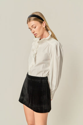 ENGLISH FACTORY - Scalloped Lace Detail Shirt Blouse - TOPS available at Objectrare
