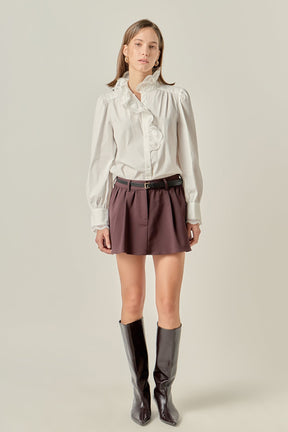 Scalloped Lace Detail Shirt Blouse