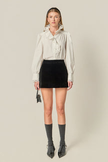 ENGLISH FACTORY - Scalloped Lace Detail Shirt Blouse - TOPS available at Objectrare