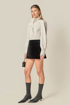 ENGLISH FACTORY - Scalloped Lace Detail Shirt Blouse - TOPS available at Objectrare