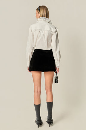 ENGLISH FACTORY - Scalloped Lace Detail Shirt Blouse - TOPS available at Objectrare