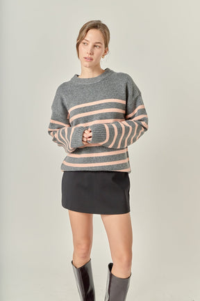 ENGLISH FACTORY - Striped Crew Neck Sweater - SWEATERS & KNITS available at Objectrare