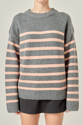 ENGLISH FACTORY - Striped Crew Neck Sweater - SWEATERS & KNITS available at Objectrare
