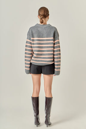ENGLISH FACTORY - Striped Crew Neck Sweater - SWEATERS & KNITS available at Objectrare
