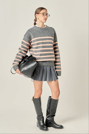 ENGLISH FACTORY - Striped Crew Neck Sweater - SWEATERS & KNITS available at Objectrare