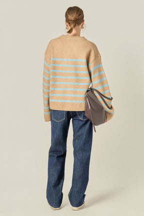 ENGLISH FACTORY - Striped Crew Neck Sweater - SWEATERS & KNITS available at Objectrare